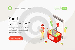Food delivery, online grocery shopping concept