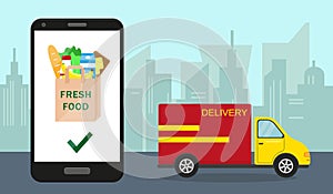 Food delivery and online order concept.