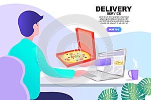 Food delivery service concept banner.