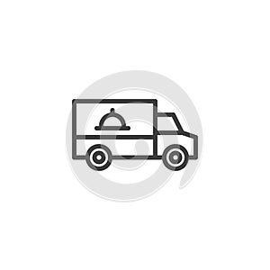 Food delivery truck line icon