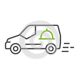Food delivery van color line icon, service and delivery, fast delivery sign, vector graphics, a linear pattern on a
