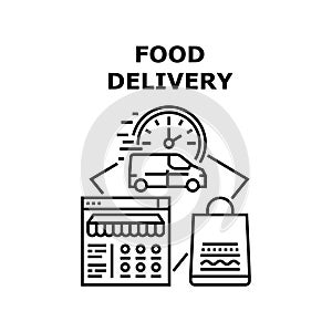 Food Delivery Vector Concept Black Illustration