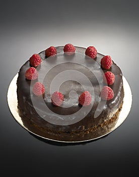 Food dessert, chocolate cake with strawberries