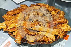 Food detail, platter with meat snitel, special food