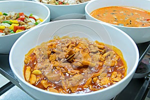 Food in dish for buffet in restaurant