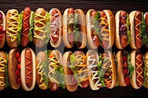 food dog fast meat american sausage background sauce bread hot fast food. Generative AI.