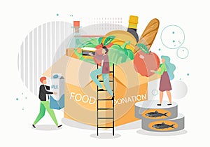Food donation box, vector flat style design illustration