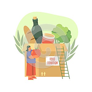 Food donation or meal donates, vector illustration