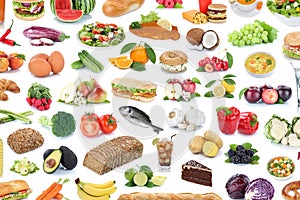 Food and drink collection background fruits vegetables fruit drinks isolated