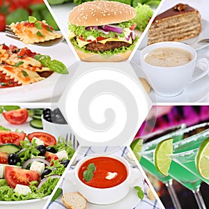 Food and drink collection collage eating drinks meal meals restaurant menu