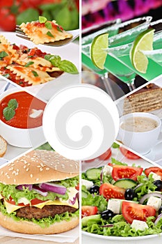 Food and drink collection collage menu beverages drinks meal meals restaurant