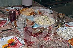 Food and drink on the holiday table