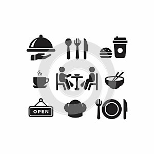 food and drink icons set vector graphic illustration