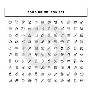 Food and Drink icons set vector with outline style design