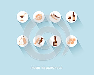 Food and drink infographic with flat icons set