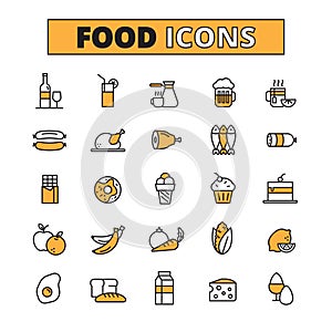 Food And Drink Line Icons Set