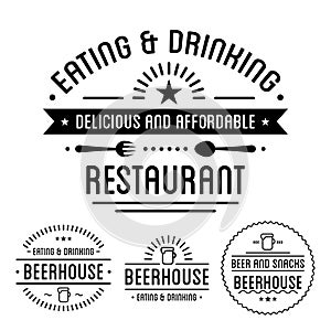 Food and drink, restaurant and pub isolated icons, eating out