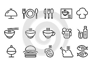 Food and drinks icon.burger with drink icon. Restaurant line icons set.