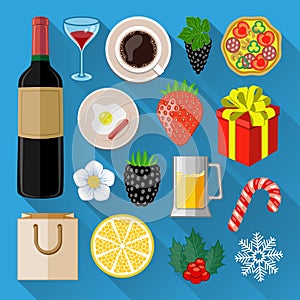 Food and drinks icons set