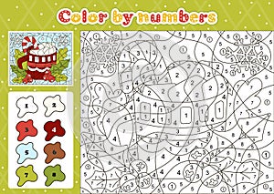 Food and drinks themed coloring page by number for kids with cute christmas cacao