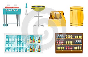 Food and drinks vector cartoon illustrations set.