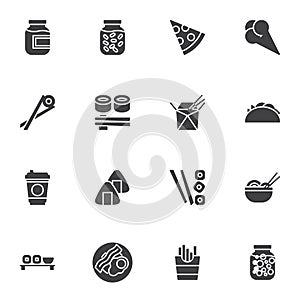 Food and drinks vector icons set