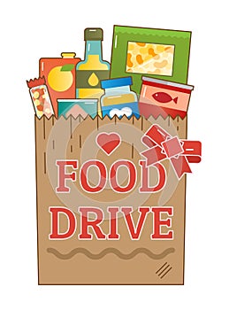 Food Drive charity movement logo vector illustration