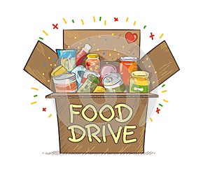 Food Drive charity movement logo vector illustration photo