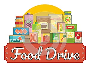 Food Drive charity movement logo vector illustration
