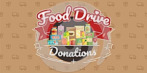 Food Drive charity movement, vector illustration