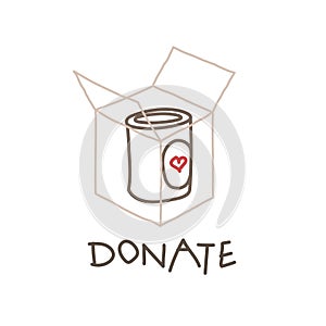 Food Drive charity movement, vector illustration