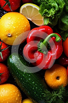 food drop organic green background vegetable agriculture healthy close-up water fresh vegetarian. Generative AI.