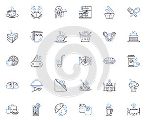 Food establishment line icons collection. Restaurant, Cafe, Bistro, Diner, Eatery, Brasserie, Gastropub vector and