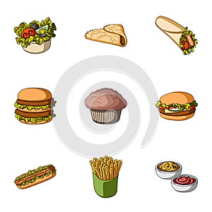 Food, fast, cafe and other web icon in cartoon style.Bowl, lettuce, cucumbers icons in set collection.