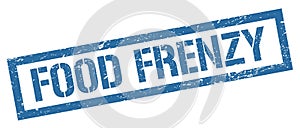 FOOD FRENZY blue grungy rectangle stamp