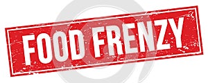 FOOD FRENZY text on red grungy rectangle stamp