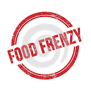 FOOD FRENZY text written on red grungy round stamp