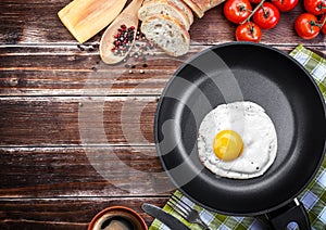 Food fried egg pan bread tomato