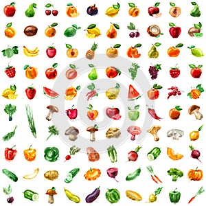 Food. fruit and vegetables icon set