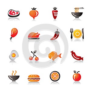 Food, Fruits and Vegetables Colorful Icons