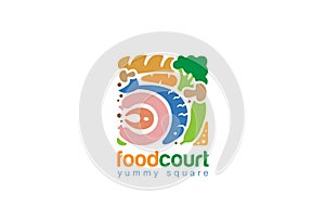 Food Gourmet Square Logo Shop abstract design vector