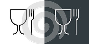 Food grade icon pictogram plastic contact fork and glass symbol. Food grade hygiene packaging sign