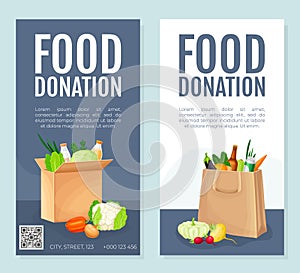 Food and Grocery Donation Banner Design Vector Template