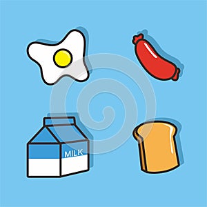 Food in group simple vector illustration assets