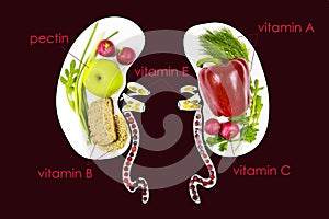 Food for the health and purification of the kidneys. Greens, apples, cranberries, oats, whole bread, pumpkin seeds, radishes,