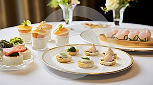 Food, hospitality and room service, starter appetisers as exquisite cuisine in hotel restaurant a la carte menu, culinary art and