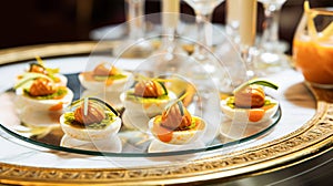 Food, hospitality and room service, starter appetisers as exquisite cuisine in hotel restaurant a la carte menu, culinary art and