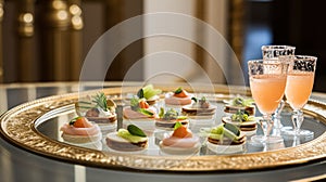 Food, hospitality and room service, starter appetisers as exquisite cuisine in hotel restaurant a la carte menu, culinary art and photo