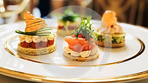 Food, hospitality and room service, starter appetisers as exquisite cuisine in hotel restaurant a la carte menu, culinary art and