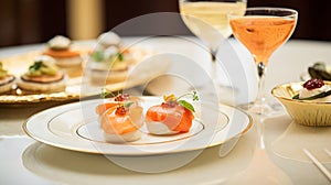 Food, hospitality and room service, starter appetisers as exquisite cuisine in hotel restaurant a la carte menu, culinary art and